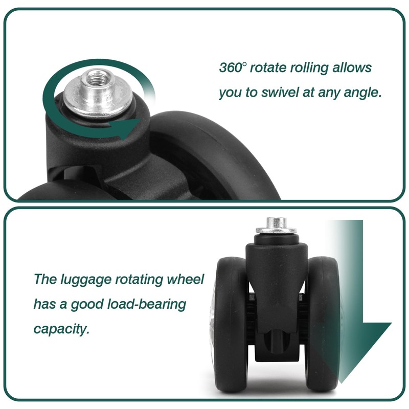 Ech.Apr 2 Pcs Luggage Suitcase Wheels Replacement with Brake, Travel