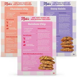 Meli’s Gluten Free Cookie Mix, Cookies Variety Pack - Chocolate Chip, Rainbow Chip & Oatey Raisin, High Protein Baking Mix, Easy Bake Oven Mixes for Sweet Treats & Desserts, 16oz Box,3-Pack