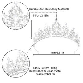 JITINX Crystal Tiaras & Crowns for Women, Bride Royal Queen Headband Princess Headpieces for Birthday Cake Crown & Prom Pageant Party (silver white Crowns+Tiara-02)