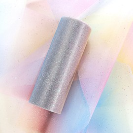 Regenbogen Tüllstoff Dekorationsband 15cm x 9m für Hochzeit,Weihnachtsdeko, Party & Basteln Tüllnetz Tischläufer mit Transparenter Optik, Tüllband Mehrzweck als Geschenkverpackung