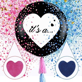 36 Inch Gender Reveal Balloons with Pink and Blue Heart Confetti for Gender Reveal Party