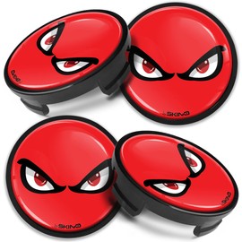 Biomar Labs 4 x Center Hubcaps, Compatible with Ford Centre Caps for Alloy Wheels, 54 mm, Red, Black CF 8