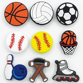 Fannoday Different Charms For Decoration, Shoe DIY Decoration Charms 25 30 50 60 PCS Numbers Sports Football Basketball Accessories for Beach Bag with Boys Girls Teens Adults Party Gift Favors
