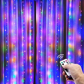 poripori 300 LED Curtain String Lights, Twinkle Fairy Lights for Bedroom with 8 Lighting Modes, USB Christmas Lights for Party Home Bedroom Indoor Wall Room Decor (Multi-Colored)