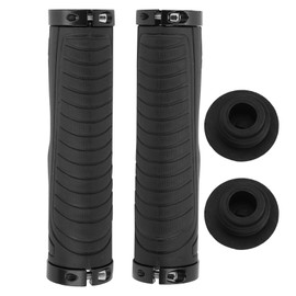 Mountain Bike Soft Handlebar Grips Bicycle Double Lock AntiSlip Rubber Handle Grips(Black )