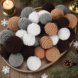 Janinka 32 Pcs 1.6"-2.4" Christmas Ball Ornaments Neutral Hanging Xmas Tree Decoration Hanging Rustic Farmhouse Balls Ornament for Home Indoor Xmas Tree Wreath Holiday Garland