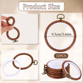 Prasacco 3 Inch Embroidery Hoops, 12 Pcs Embroidery Hoop Frame Circular Cross Stitch Display Hanging Decoration Imitation Wood Rubber Hoops for Cross Stitch, Sewing, Craft, DIY Hanging Gifts