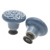 M MIMHOOY 6 Pcs Ceramic Blue Drawer Knobs Vintage Flower