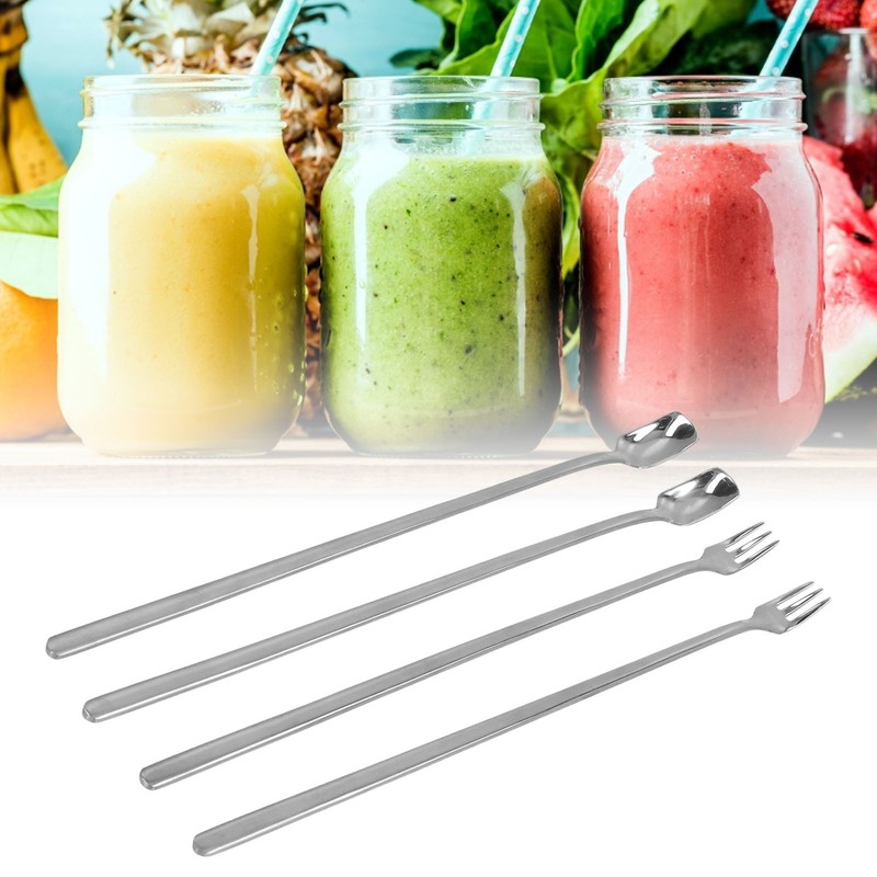 4Pcs 304 Stainless Steel Coffee Spoon Long Handle Coffee Spoon