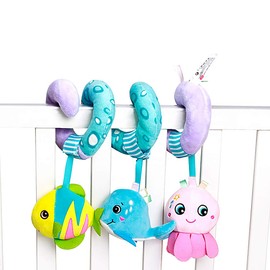 Baby Activity Spiral Plush Car Seat Toys, Stroller bar Toys with Bell for boy or Girl(Ocean)