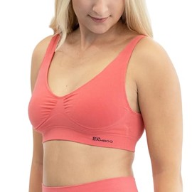 ecoBAMBOO Bustier Women's Top Made of Bamboo, Padded Sports Bra Women Without Underwire, with Light Hold, for Yoga and Everyday Use, pink, M-L