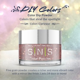 SNS Nail Dip Powder Colors, Gelous Color Dipping Powder - Curieuse (Purple Shimmer) - Long-Lasting Dip Nail Colors for Healthier Nail Beds - Low-Odor Nail Color for Professionals & Home DIY - 0.5 oz
