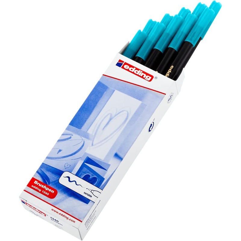 edding 1340 Brush Pen - Turquoise - 10 Pens -