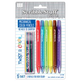 Write Dudes Scribble Stuff Twist-up Color Pencils, 6 count