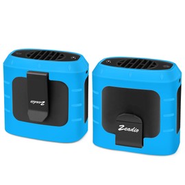 Zeadio Portable Waist Clip Fan, 4 Speeds 10000mAh Operated Hands-free Wearable Necklace Fan, with Lighting and Charging Function for Hot Flashes Home Office Travel Outdoor Sports - Blue