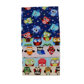 iNee Cute Owl Fat Quarters Fabric Bundle, Precut Cotton Fabric for Sewing Quilting, 18 x 22 inches, (Cute Owl)