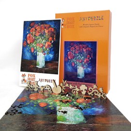 FoxSmartBox Wooden Jigsaw Puzzle for Adults by FoxSmartBox - 235 pcs - Vase with red poppies