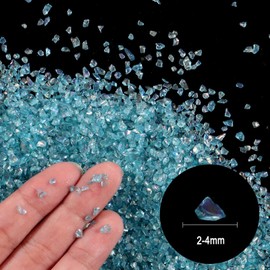 Ceya 5.3oz/ 150g Crushed Irregular Glass Secure Blue Metallic Crystal Chip Broken Glass Chips Glitter 2-4mm Craft Chunky Glitter for Nails Art Epoxy Resin Mold Coasters Ornament Painting Geode