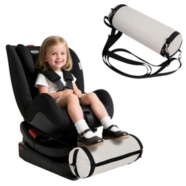 Blublu Park Inflatable Car Seat Foot Rest for Kids, Portable Car Foot Rest with Adjustable Straps, Carseat Accessories for Toddler, Machine Washable Cover, Grey (Fits Infant Booster Car Seats)