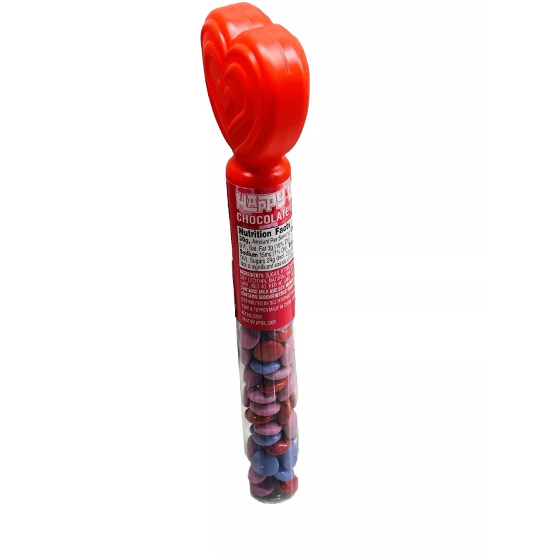 M & M Valentines Day Heart Candy Tube-Chocolate Lentils Flavored