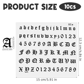 HJZHII 10 Sheet Gothic Temporary Tattoos, Small English Letters Numbers Fake Tattoos Alphabet Tattoo Stickers for Adult Finger Neck Body
