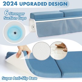 beiens Bath Kneeler and Elbow Rest Pad Set - 1.5'' Comfortable Thicker Baby Bath Kneeler Pads, Quick Dry Kneeling Pad for Baby Bath Time, Non-Slip Knee & Arm Support Bathtub Mat with Toys Organizer