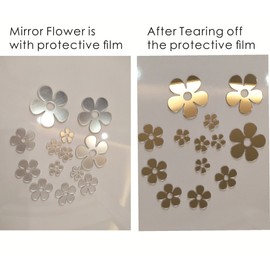 Set of 50pcs Little Flowers Mirror Sticker ,Different Sizes Flower Mirror Decal For Kids Nursery Home Deco ,DIY Craft& Scrapbooking Accessory Mirror Pieces Stickers