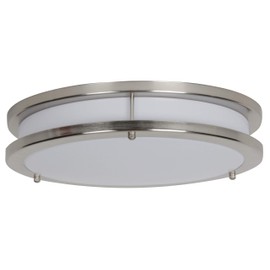 Sunset Lighting F9915-80-1-3K 14 Inches LED Flush Mount - Etched White Opal Acrylic Lens, Dimmable - with Bright Satin Nickel Finish