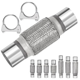 Mardatt 3Pcs Exhaust Flex Pipe Stainless Steel Exhaust Flex Pipe Double Braid Exhaust Flex Tube U-Bolt Clamp Stainless Steel Muffler U-Bolt Clamps for Cars Trucks Buses Pipes(2.5" x 6" x 10")