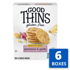 Good Thins Parmesan & Garlic Rice & Cheese Snacks Gluten Free Crackers, 6 - 3.5 oz Boxes