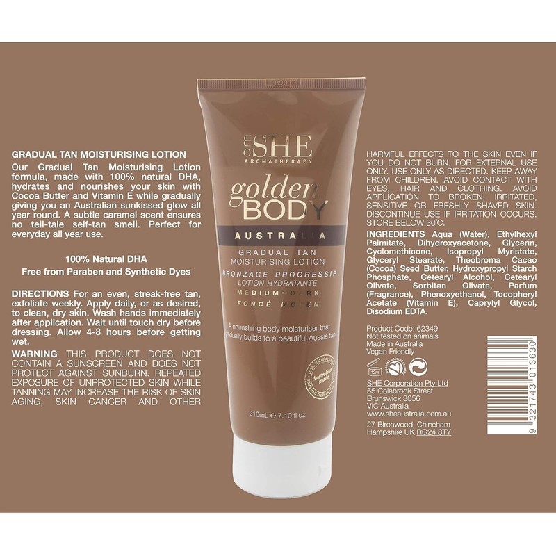 Om SHE Aromaterapia Cuerpo Dorado Bronceado gradual - Medio a