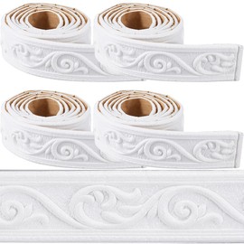 CRASPIRE 354 x 2in Crown Molding Peel and Stick Foam White Self Adhesive Flexible Trim 3D Sticky Vintage Decorative Wallpaper Border Wall Edging Foam Baseboard Mirror Border Wall Lines Hotel DIY Decor