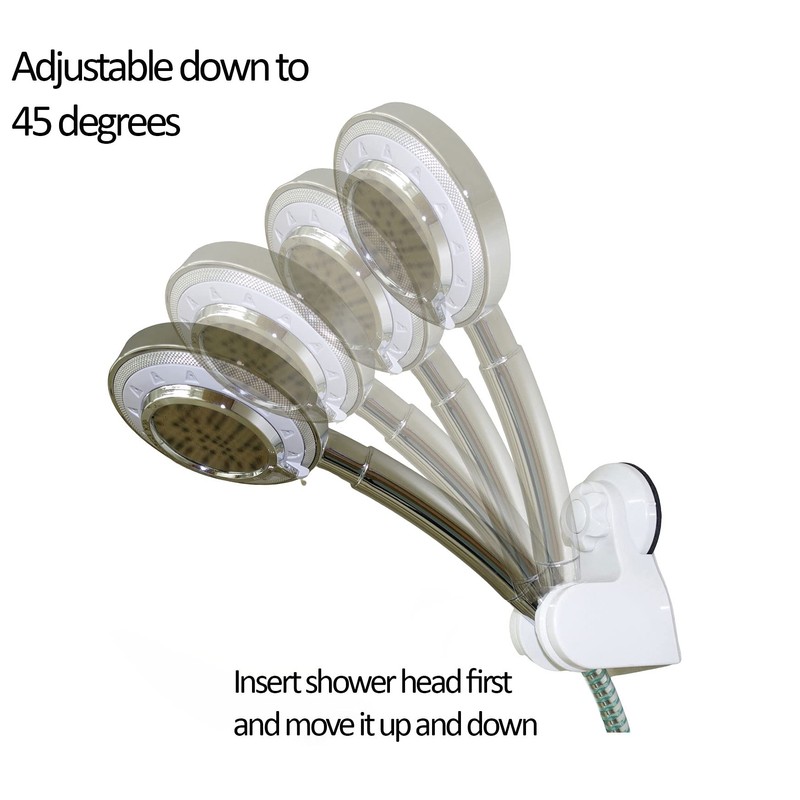 Pump&fix 45 Degrees Adjustable Handheld Shower Head Holder Suction Cup