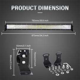 Willpower 32 inch 405W Triple Row Straight LED Light Bar 7D Lens Spot Flood Beam LED Work Driving Lights for Vehicle Off Road AWD SUV 4WD 4x4 Pickup,12V 24V DT Connector Waterproof