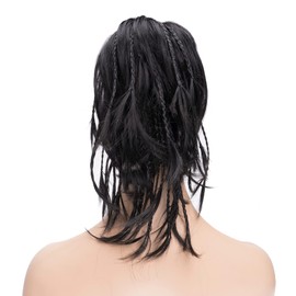 IMISSU Handmade Braid Claw Ponytail Hairpiece Clip in Hair Extensions Pony Tail Hair Pieces (Black)