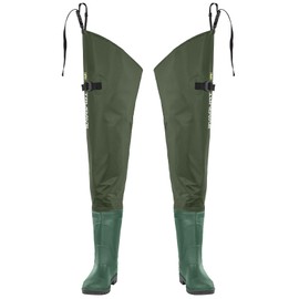 Trudave Hip Waders for Men Waterproof, Hip Boots for Women, 2-Ply PVC/Nylon Bootfoot Hip Waders for Fishing & Hunting