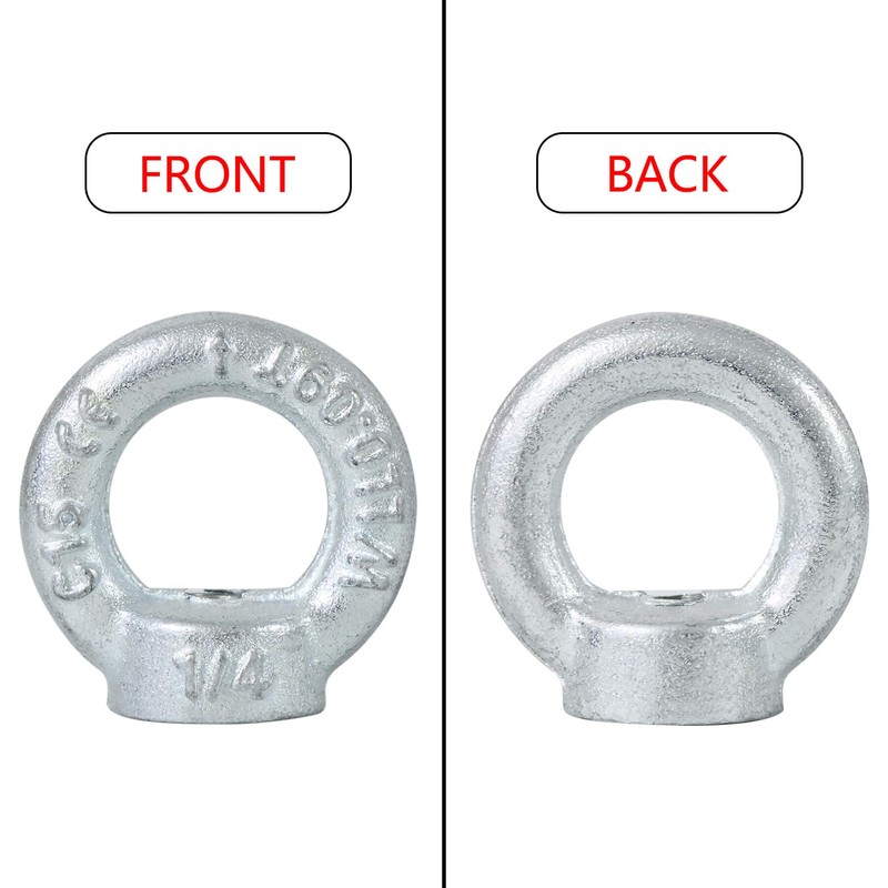 Zadery 1/4"-20 Lifting Eye Nuts, Drop Forged C15 Galvanized Threaded
