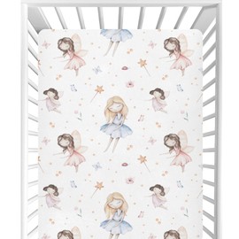 CaTaKu Crib Sheets for Girls Boys Fairytale Princess Baby Sheets for Crib,Neutral Toddler Mini Crib Mattress Sheets Fitted for Nursery Bed 27"x 39"