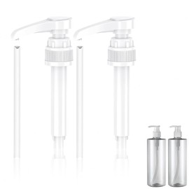 Pump Dispenser,2 Pcs Refillable Clear Plastic Press Pump Bottle 4CC 1L Pump Dispenser for Pump Head Lotion Shampoo Shower Gel Pot Holder Cosmetics Container Home Use Shampoo Oils Syrup Pump Dispenser