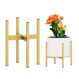 DDPow Heavy Plant Stand for 10"-16" Plant Pot, Plant Stand Indoor Outdoor Corner, Adjustable Metal Heavy Duty Plant Stand for Large Pot (Golden 1 Pack)