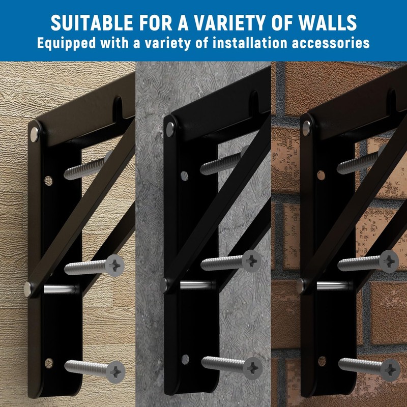 LEOPO 12 inch Folding Shelf Brackets, Heavy Duty Wall Mounted