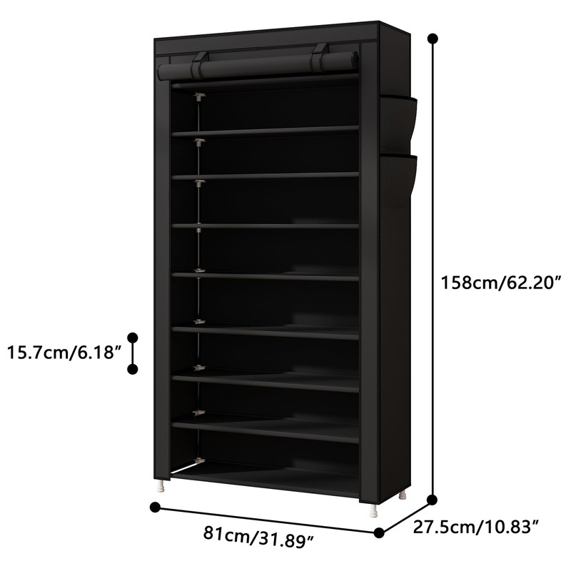 Laiensia 9-Tier Vertical Shoe Rack Organizer, Space Saving Shoe Storage
