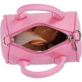 Lushandy - Mini bolsa de cosméticos de piel auténtica, pequeña bolsa de maquillaje con forma de lona, bonita bolsa de lápiz labial, llavero cartera,  