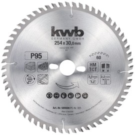 kwb Circular Saw Blade 254 x 30 mm Very Fine Cut Saw Blade Suitable for Worktops, Wood and Coated Panels