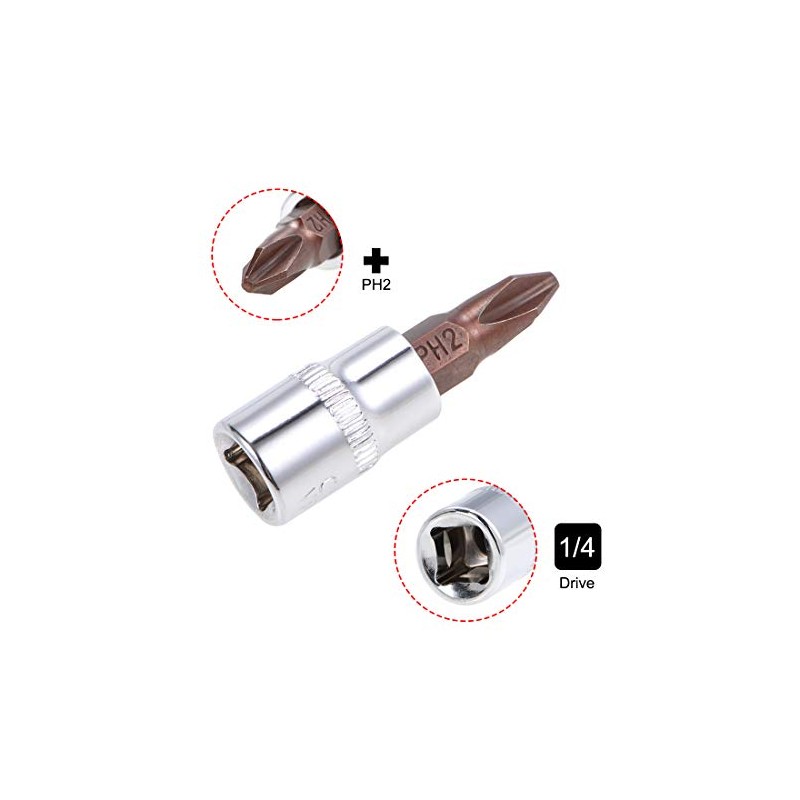 sourcing map 1/4" Drive x PH2 Phillips Bit Socket, S2