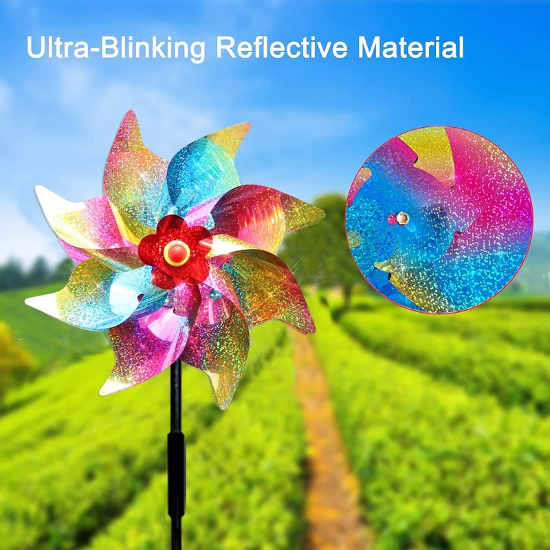 5PCS Bird Scarers Windmills For Garden,Multicolour Reflective Bird Deterrent Windmill