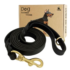 LWBMG - Correa de piel para perro de 6 pies x 3/4 pulgadas, correa de piel trenzado fuerte y duradera, correa de piel suave y cómoda para perros grandes, medianos y pequeños, color negro