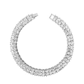 HH BLING EMPIRE Unisex Adult Hh Bling Empire Gold Silver Diamond Bracelets And, Iced Out Bracelets Hip Hop Jewelry (2 Row Tennis Silver) 8.5" 2 Row Tennis Silver