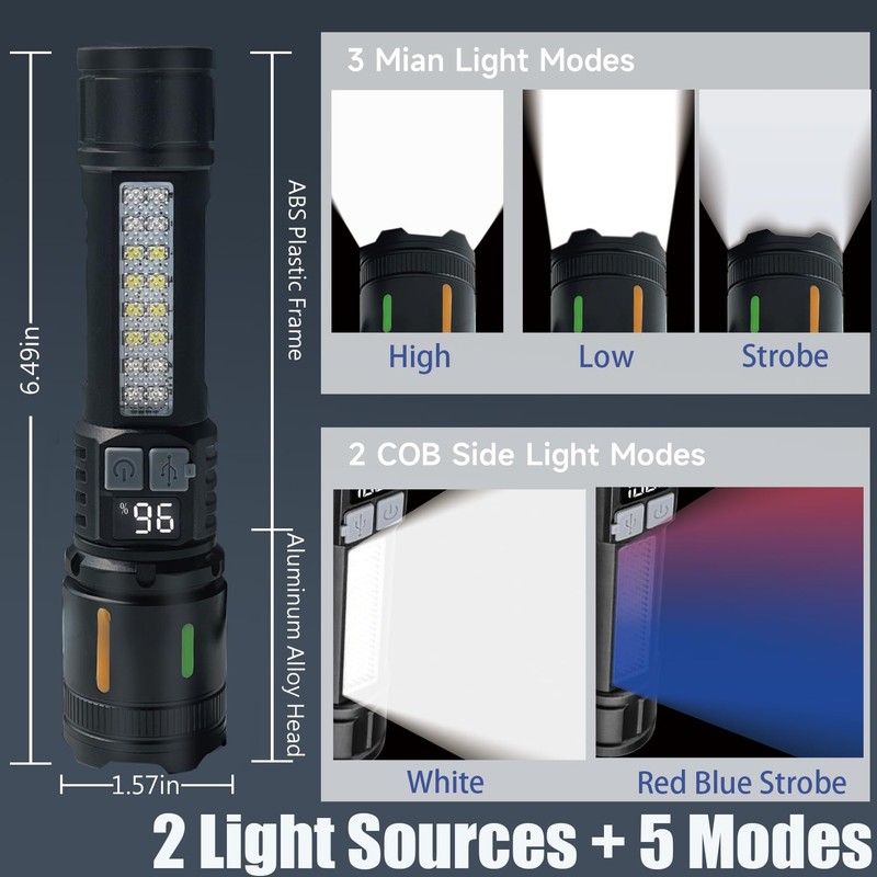 YLUIQDZL 2 Pack High Lumens Rechargeable Flashlights,5 Modes Super Bright