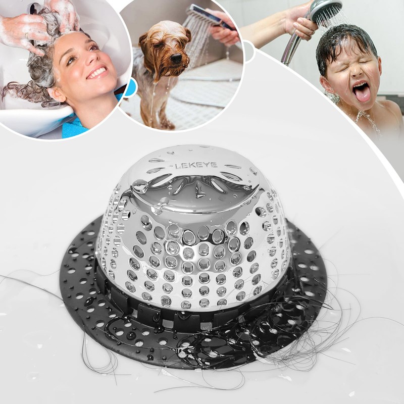LEKEYE Shower Drain Hair Catcher/Bathtub Drain Cover/Drain Protector for Pop-Up